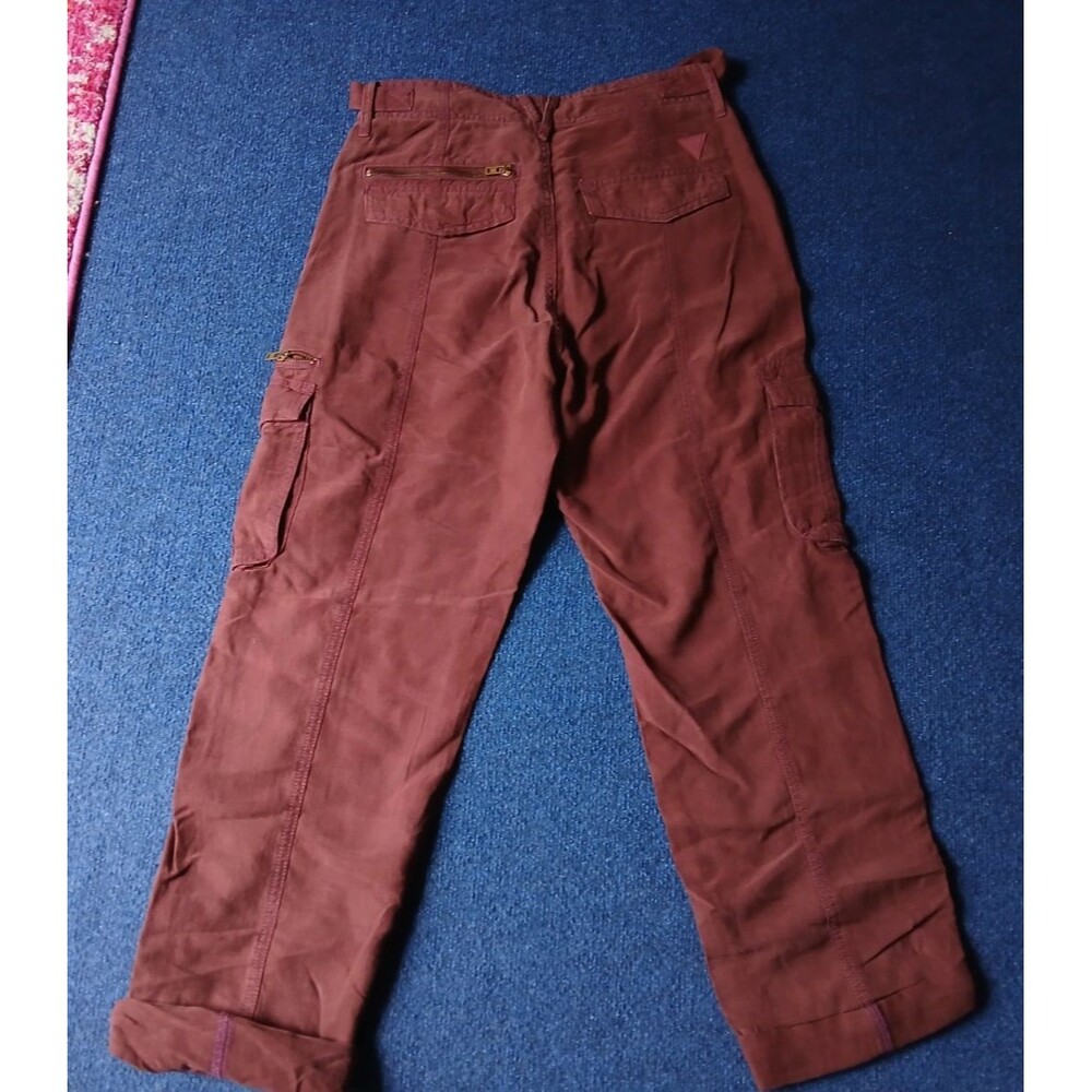 GUESS ECO Women's Wine Cargo Pants, Zipper Pockets, Size 27 - Picture 2 of 15